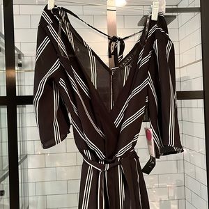 Trixie black and white striped jumpsuit NWT